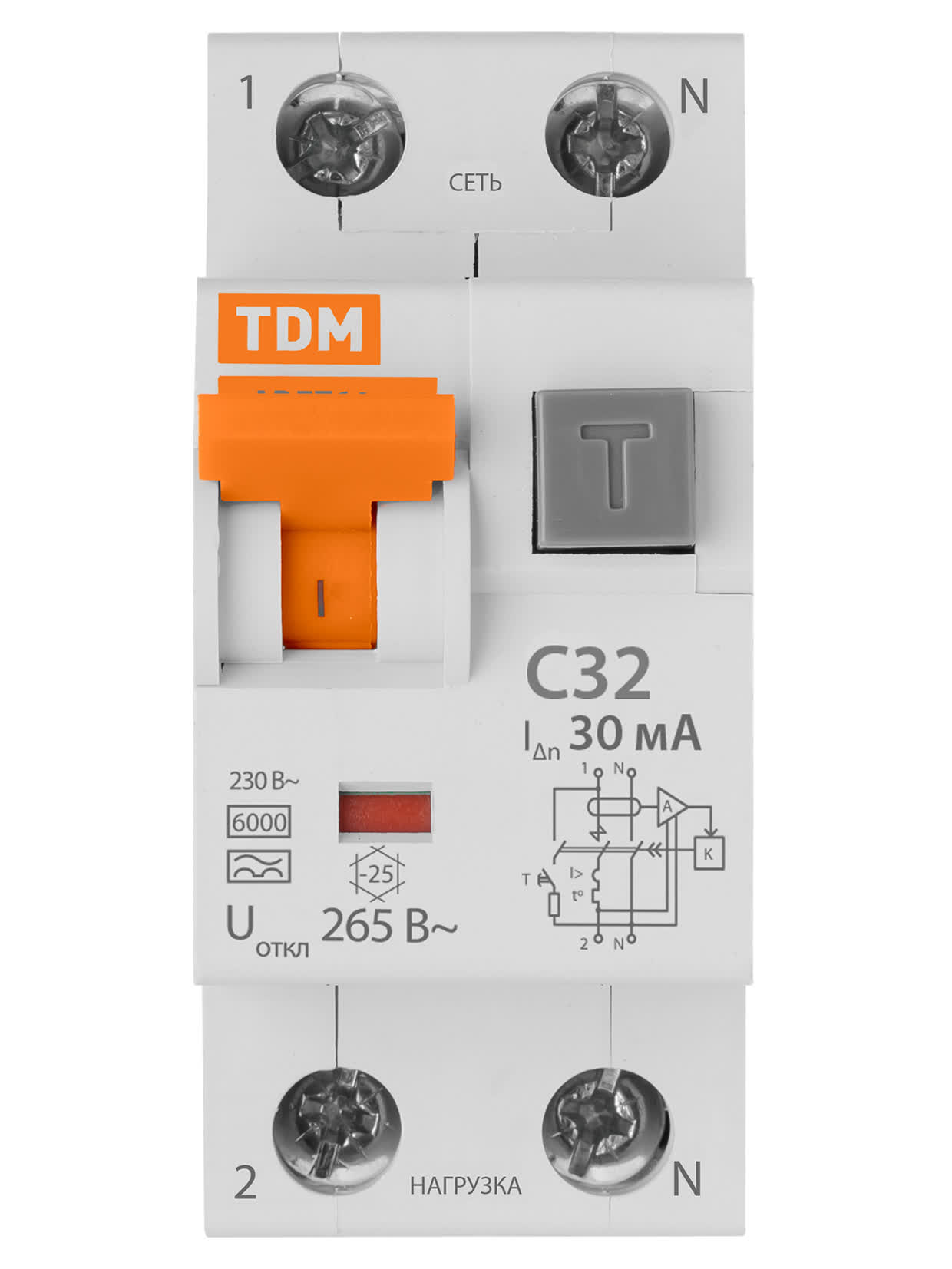 Автоматический выключатель дифференциального тока АВДТ64 2P 32A C 30mA 6 kA TDM SQ0205-0008 в интернет-магазине Ремкабель