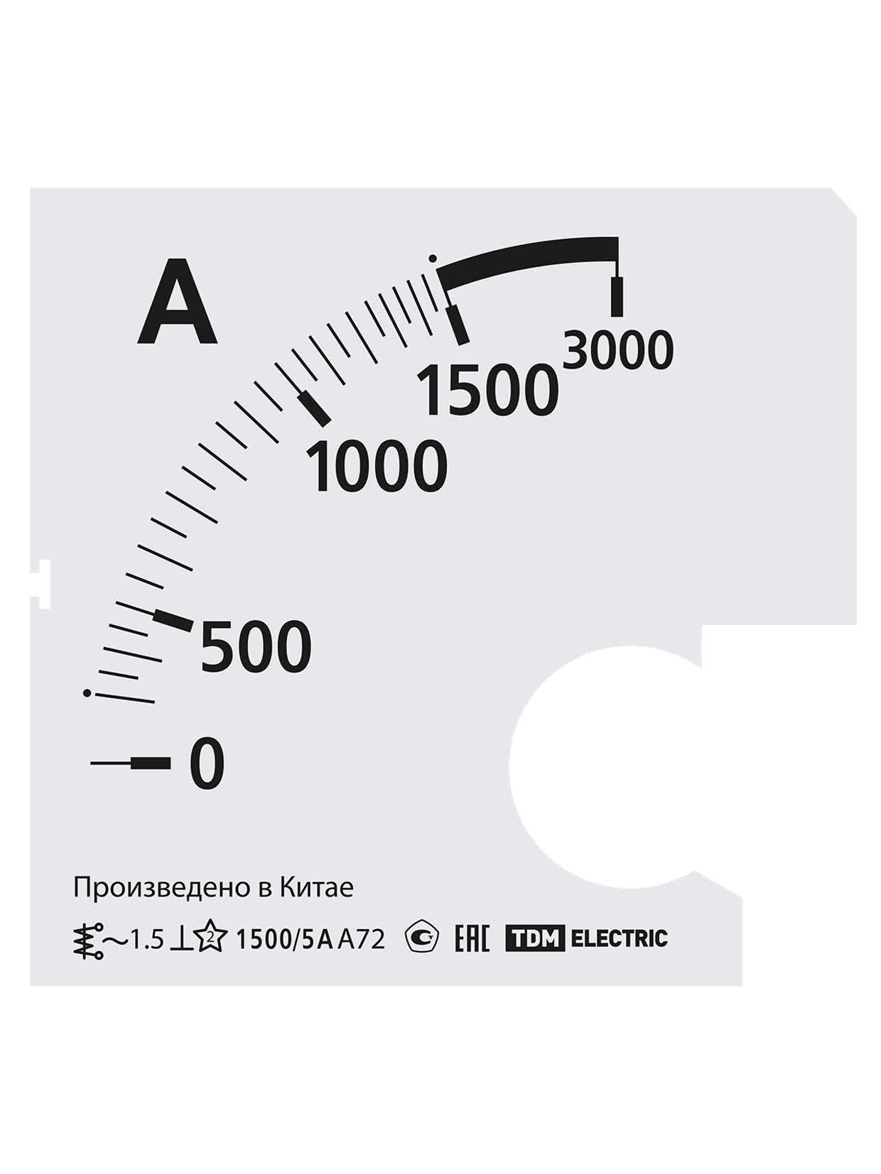 Шкала Ш72 1500/5А-1,5 (для А72 Х/5А) TDM SQ1102-2067 в интернет-магазине Ремкабель
