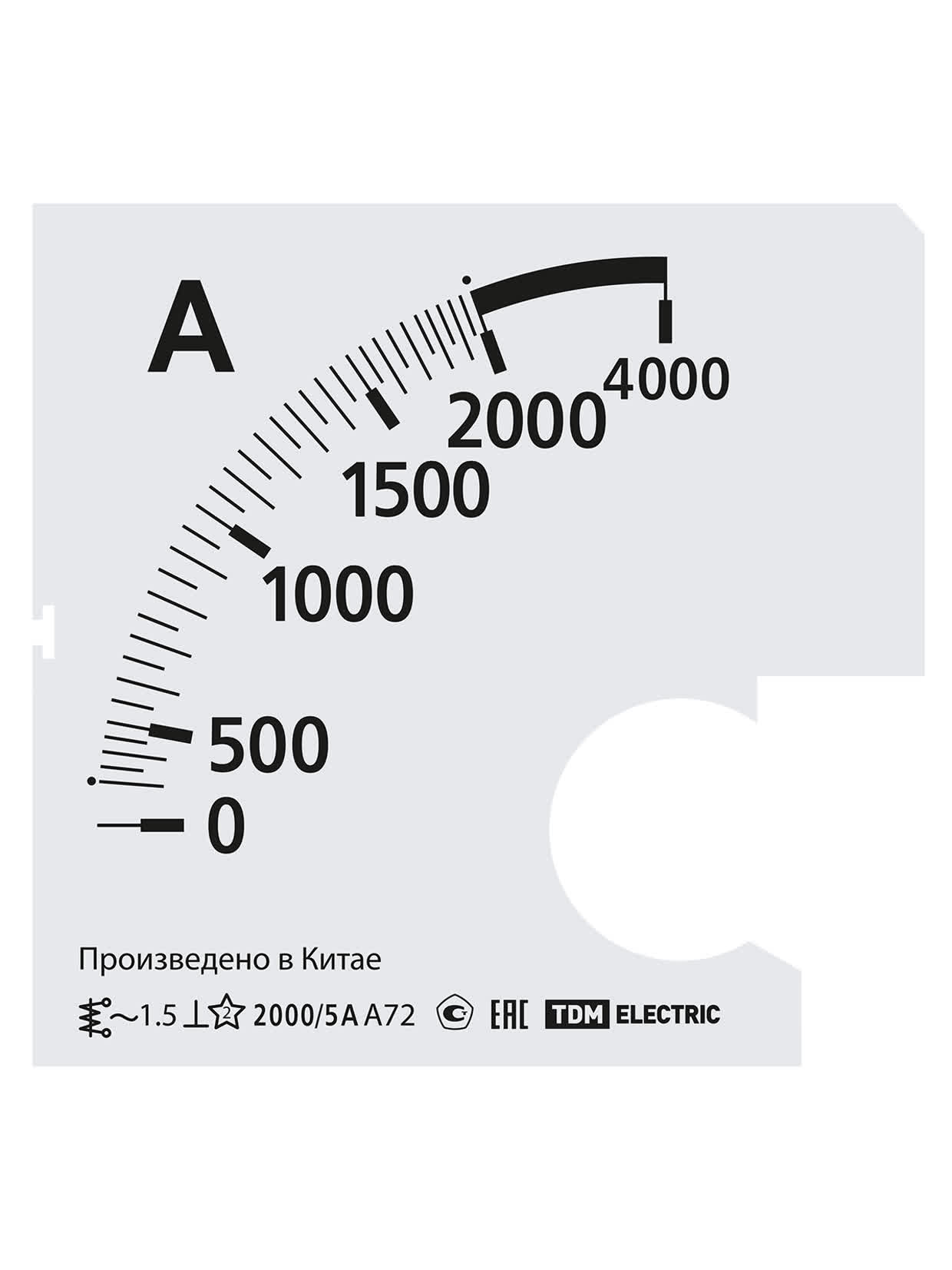 Шкала Ш72 2000/5А-1,5 (для А72 Х/5А) TDM SQ1102-2068 в интернет-магазине Ремкабель
