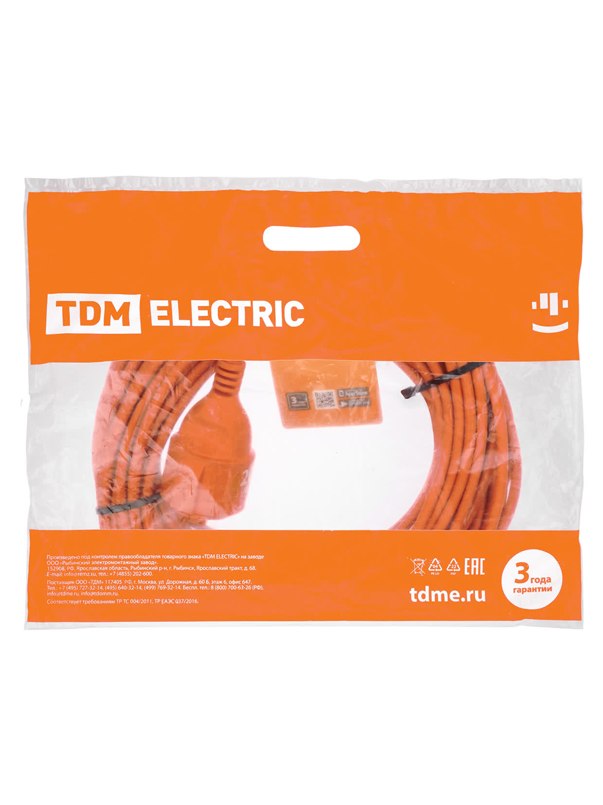 Удлинитель-шнур силовой УШ10 (штепс. гнездо, 30м ПВС 2х1,0) TDM SQ1301-0607 в интернет-магазине Ремкабель