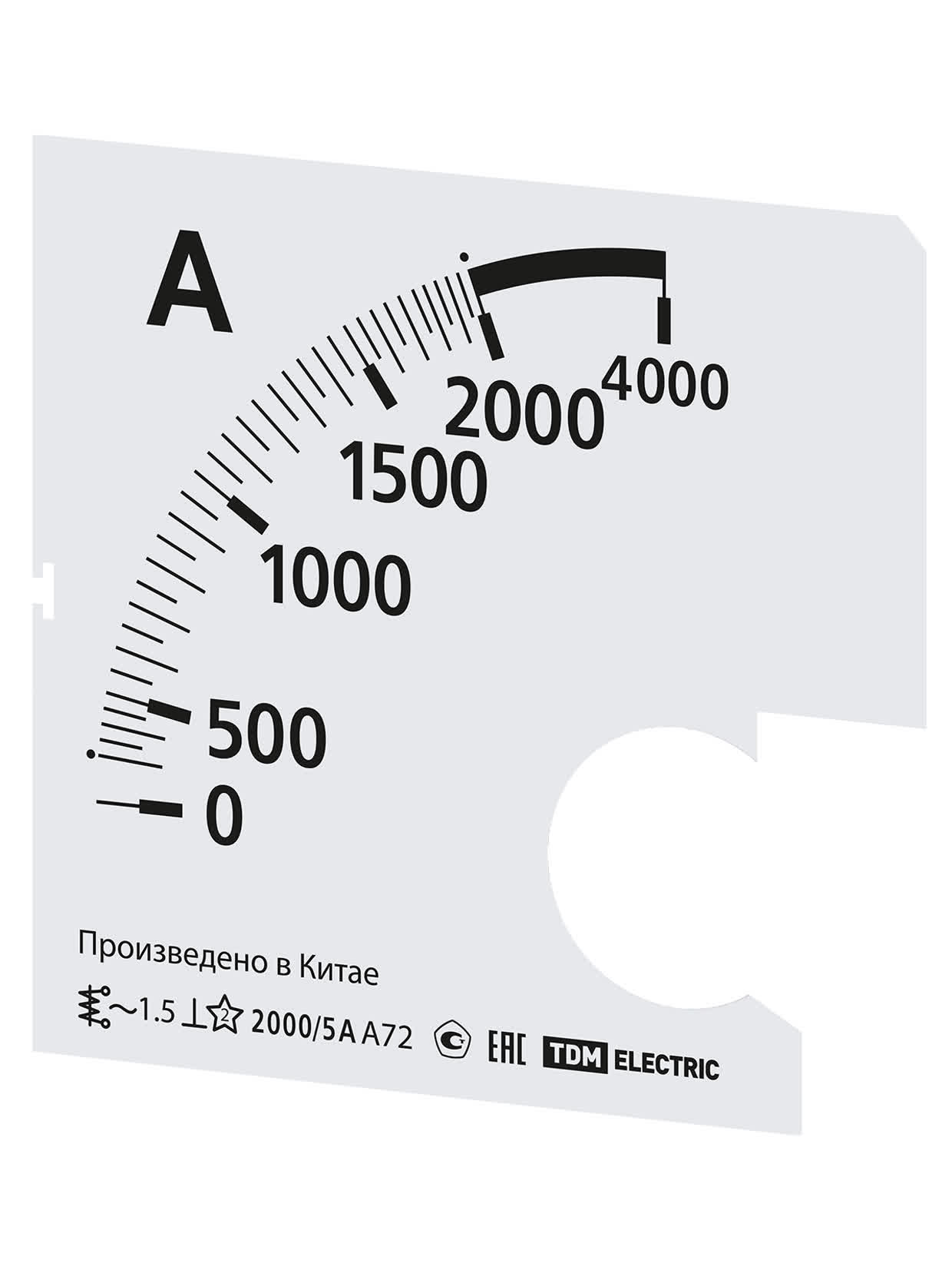 Шкала Ш72 2000/5А-1,5 (для А72 Х/5А) TDM SQ1102-2068 в интернет-магазине Ремкабель