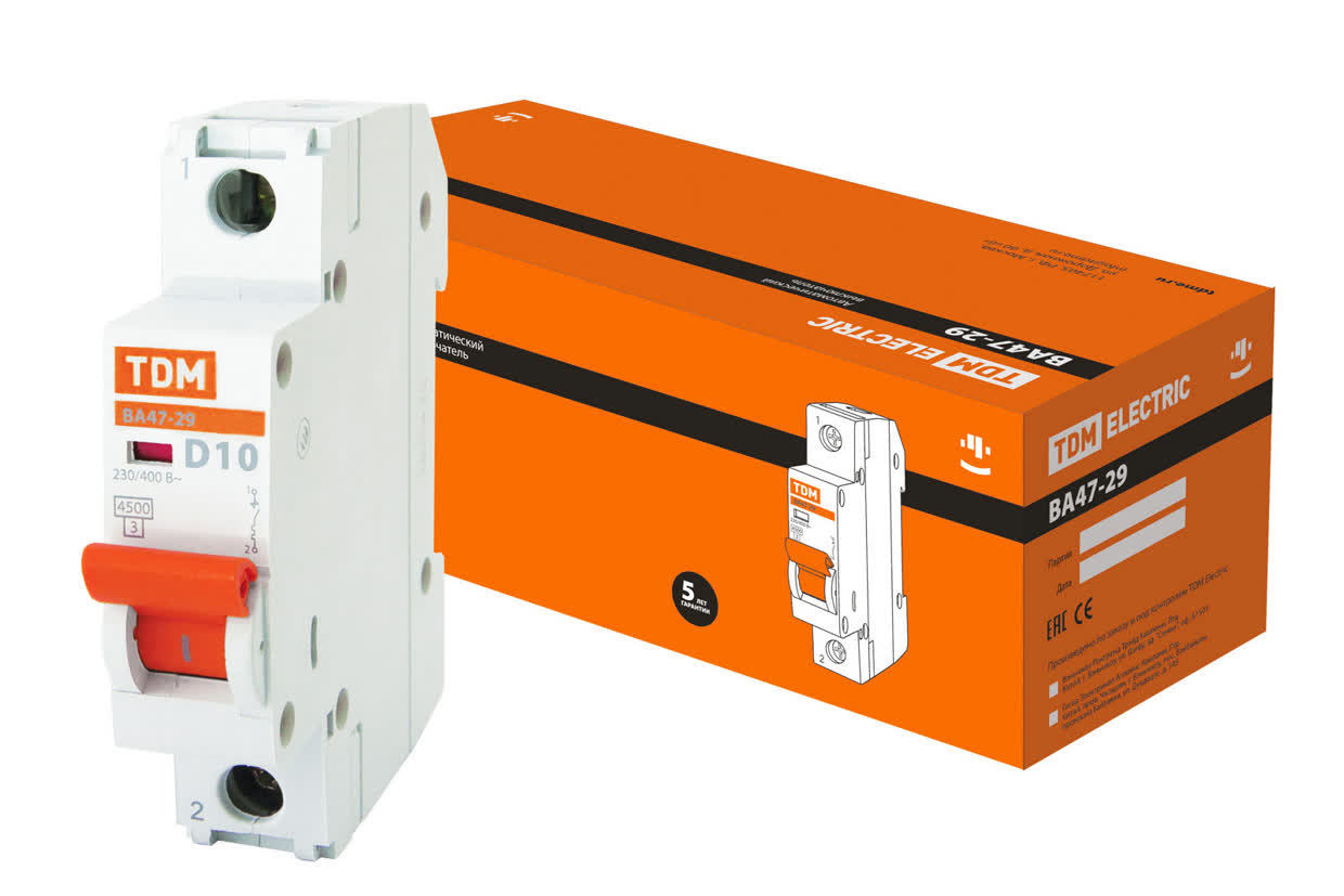 Выключатель автоматический ВА47-29 1P 10A D 4,5kA TDM SQ0206-0139 в интернет-магазине Ремкабель