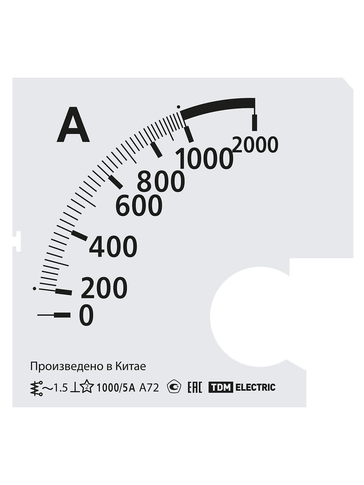 Шкала Ш72 1000/5А-1,5 (для А72 Х/5А) TDM SQ1102-2065 в интернет-магазине Ремкабель