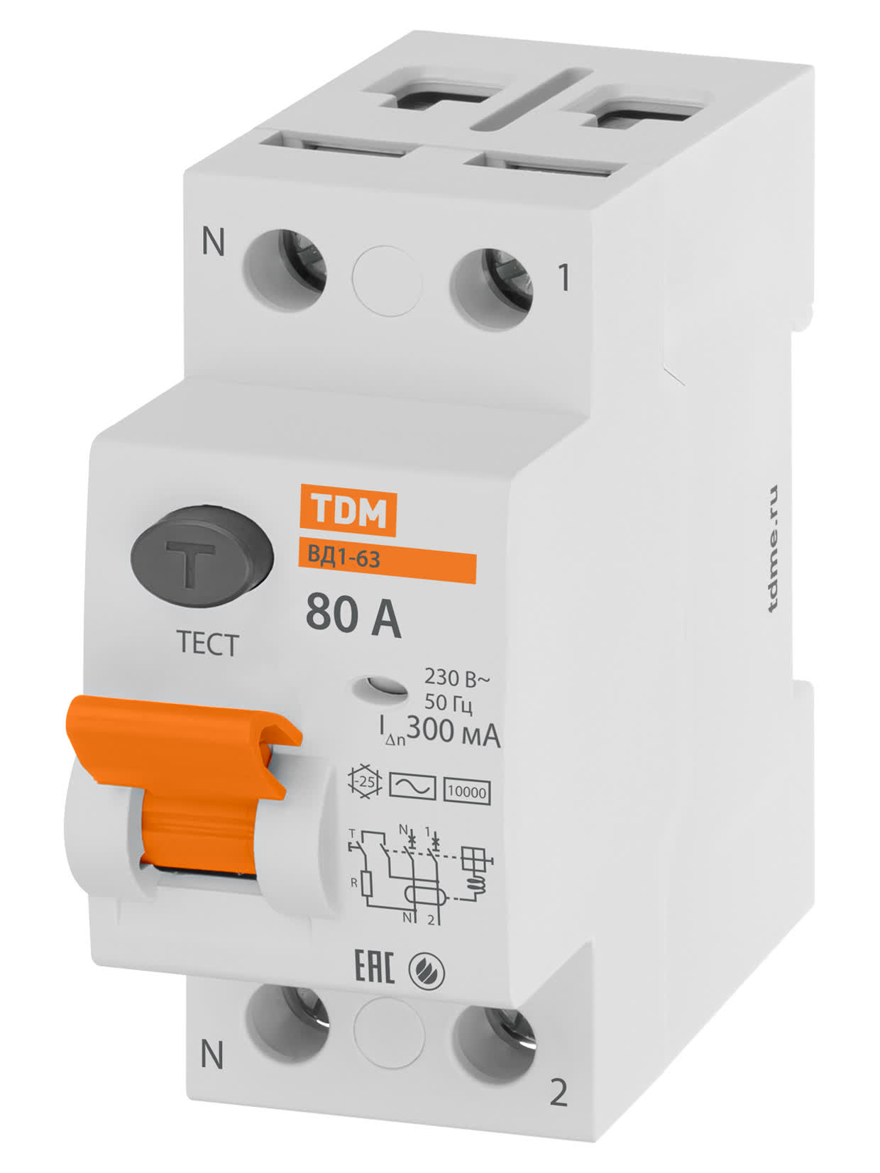 Выключатель дифференциального тока (УЗО) ВД1-63 2P 80A 300mA TDM SQ0203-0021 в интернет-магазине Ремкабель