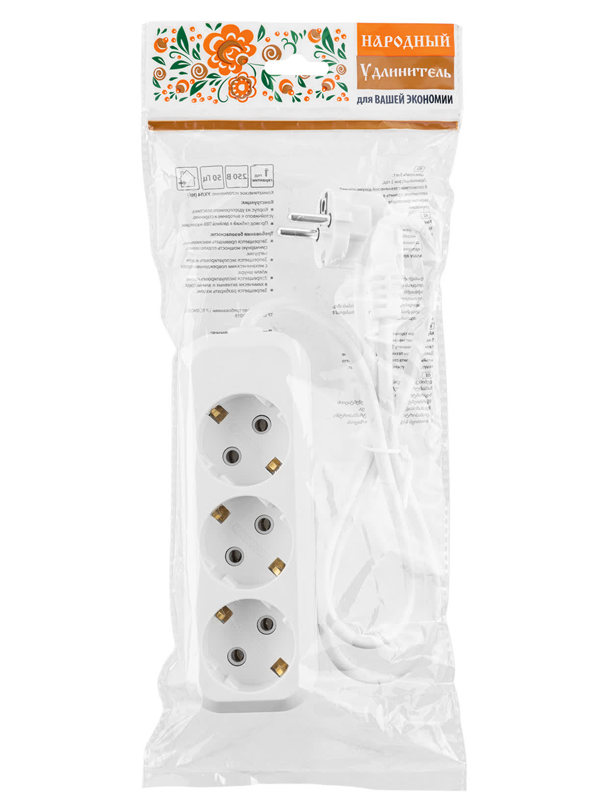 Удлинитель УН03 (3 гнезда, 1,5 метра, с/з, 10 А, 2300 Вт, белый) TDM SQ1303-1040 в интернет-магазине Ремкабель